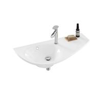 Ravak Avocado - Lavabo 85x45 cm, con rebosadero, con orificio para grifo, zona de almacenamiento a la derecha, blanco XJ1P1100000
