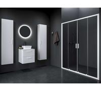Ravak Blix II - Puerta de ducha de doble hoja NBLDP4-130, 130x195 cm, blanco mate/vidrio transparente 0YMJ0E00Z1