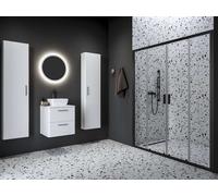 Ravak Blix II - Puerta de ducha de doble hoja NBLDP4-170, 170x195 cm, negra/vidrio transparente 0YMV0300Z1