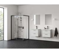 Ravak Blix II - Puerta de ducha NBLRV2K-90, 90x195 cm, negra/vidrio transparente 1XM70300Z1