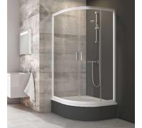 Ravak Blix - Mampara de ducha cuádruple redonda BLCP4-80 Sabina, 78-80 cm, blanco/vidrio incoloro 3B240140Z1