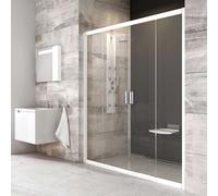 Ravak Blix - Puerta de ducha cuádruple BLDP4-120, 117-121 cm, blanco/vidrio transparente 0YVG0100Z1