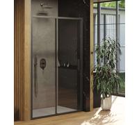 Ravak Blix - Puerta de ducha Slim BLSDP2-100, 98-101 cm, negro/cristal transparente X0PMA0300Z1