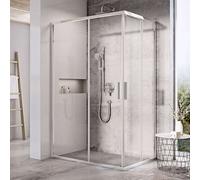 Ravak Blix Slim - Puerta de ducha, 80x195 cm, aluminio brillante/vidrio transparente X1XM40C00Z1