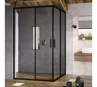 Ravak Blix Slim - Puerta de ducha, 80x195 cm, negro/cristal transparente X1XM40300Z1