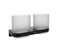 Ravak Chrome - Portacepillos y pasta de dientes doble, cristal/negro mate X07P1378