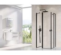Ravak Chrome - Puerta de ducha CRV2-90, 90x195 cm, negra/vidrio transparente 1QV70300Z1