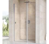 Ravak Chrome - Puerta de ducha de dos hojas CSD2-120, 118-121 cm, aluminio brillante/cristal transparente 0QVGCU00Z1