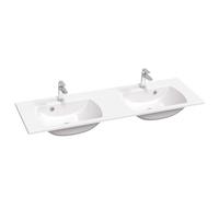 Ravak Classic Slim - Lavabo doble 130x45 cm, con rebosadero, 2 agujeros para batería, blanco XJX01113001