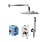 Ravak Flat - Conjunto de ducha con grifo empotrado, con cuerpo de montaje, 25x25 cm, cromo X07S070