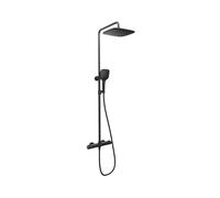 Ravak Flat - Set de ducha con termostato, 25x25 cm, 3 chorros, negro X070443