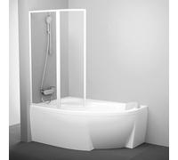 Ravak Rosa mampara de bañera 90 cm dos piezas blanco brillo/vidrio transparente 76L70100Z1