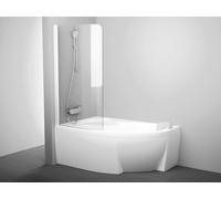 Ravak Rosa - Mampara para bañera CVSK1-140/150 L, 85 x 150 cm, cristal blanco mate/transparente 7QLM0E00Y1