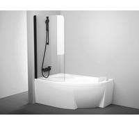 Ravak Rosa - Mampara para bañera CVSK1-140/150 L, 85x150 cm, cristal negro/transparente 7QLM0300Y1