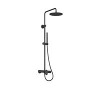 Ravak Spring - Conjunto de ducha con grifo, diámetro 25 cm, negro mate X070559