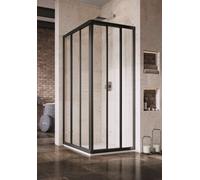 Ravak Supernova - Puerta de ducha ASRV3-80, 77-79 cm, negra/vidrio transparente 15V403R2Z1