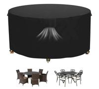 Raweao Cubierta Comedor de Ratán de 6-8 Plazas, Φ230×72cm, 500D Oxford Funda de Silla de Mesa Redonda Impermeable, Cubierta de Muebles de Jardín de Patio al Aire Libre