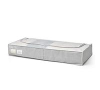 Rayen - Caja de almacenaje de ropa y mantas de cama. Bolsa de tela para ropa con cremallera, rejilla transpirable, plegable y resistente. 45 x 103 x 16 cm , Gris Claro/Translúcido