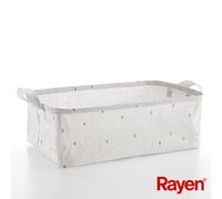 Rayen | Cesto para Ropa Limpia | Crudo con Estampado en Negro | Medidas: 60 x 40 x 20 cm