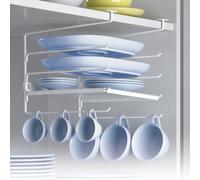 Rayen - Colgador con Estante Rayen para Armarios de Cocina, Sin Instalación, Ajustable a Estantes de 2 cm, Organizador Multifuncional para Tazas, Platos y Utensilios, 22.5 x 30 x 26 cm