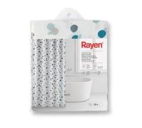 Rayen | Cortinas de Baño | Cortina para Ducha o Bañera | Impermeable | Poliéster | Secado Rápido | Opaco | Argollas PVC | Incluye 12 Ganchos | 180 x 200 cm | Blanco con Lunares Azules
