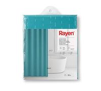 Rayen | Cortinas de Baño | Cortina para Ducha o Bañera | Impermeable | Poliéster | Secado Rápido | Opaco | Argollas PVC | Incluye 12 Ganchos | 180 x 200 cm | Azul con Rayas Blancas