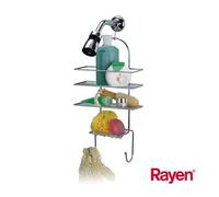 Rayen Estante de Ducha 3 Estantes + Colgador Color Gris Metalizado Medidas: 25x10x57cm