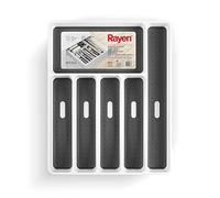 Rayen | Organizador de Cubiertos | 6 Compartimentos | Organizador Cajón Cocina | Patas Antideslizantes | Polipropileno | Blanco | Medida: 40x32,5x5 cm