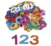 Rayher 30228000 Números adhesivos de goma espuma con purpurina del 0 al 9, en 5 colores, 3 cm, 100 unidades, pegatinas de números para decorar