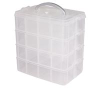 Rayher Caja almacenamiento clasificadora con asa, 4 niveles, 23,1 x 15,6 cm, altura 24,7 cm, plástico, transparente, óptimo para piezas pequeñas, juguetes, herramientas, costura, bricolaje, 47002000