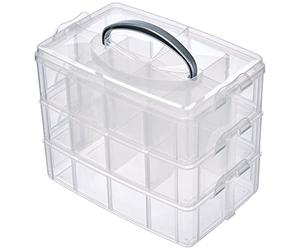 Rayher Caja clasificadora con asa, Surtido, 3 compartimentos, 23,1x15,6x18,5cm