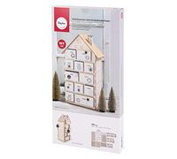 Rayher Calendario de Adviento de casa de madera, 25,5x17,5x45,5 cm, 185 piezas para montar, 62910505