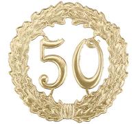Rayher Corona 50 aniversario dorada, 18 cm ø, cartón, para bodas, cumpleaños y aniversarios, 8211106