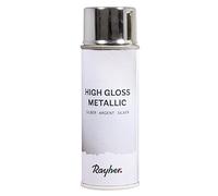 Rayher Pintura plateada en spray, bote 200 ml, efecto metalizado, manualidades de interior, 34424606