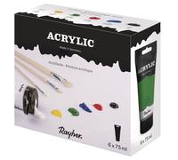 Rayher Set pinturas acrílicas para lienzos y manualidades, 6x75 ml, aprendices y
