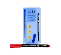 RAYLU PAPER - 12 Rotuladores Permanentes de Punta Fina, Rotulador Permanente con Secado Rápido, Resistente al Agua y a la Decoloración, para Oficina, Escuela y Uso Profesional (Rojo, 0.6mm)