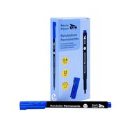 RAYLU PAPER - 12 Rotuladores Permanentes de Punta Fina, Rotulador Permanente con Secado Rápido, Resistente al Agua y a la Decoloración, para Oficina, Escuela y Uso Profesional (Azul, 0.6mm)