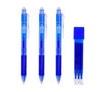 RAYLU PAPER® - Bolígrafo Borrable Retráctil, Tinta De Gel, Punta de 1 mm y trazo de 0,7 mm. (3 Azules + Recambios)