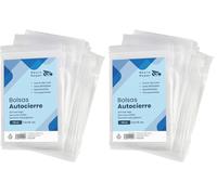 RAYLU PAPER - Bolsas Auto Cierre Zip, Pack de 100 Bolsas de Plástico Transparente Reutilizables, usos Múltiples, Hecho en Europa (12 x 18) (Paquete de 2)