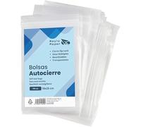 RAYLU PAPER - Bolsas Auto Cierre Zip, Pack de 100 Bolsas de Plástico Transparente Reutilizables, usos Múltiples, Hecho en Europa (18 x 25) (Paquete de 5)