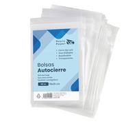 RAYLU PAPER - Bolsas Auto Cierre Zip, Pack de 100 Bolsas de Plástico Transparente Reutilizables, usos Múltiples, Hecho en Europa (18 x 25)