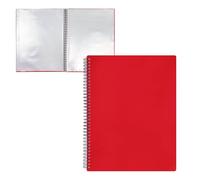 RAYLU PAPER - Carpeta Clasificadora con Fundas Transparentes A4 de Plástico y Tapa de Polipropileno Opaco Resistente, Carpeta para Documentos con Fundas para Uso Escolar y Oficina (40 Fundas, Rojo)