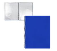 RAYLU PAPER - Carpeta Clasificadora con Fundas Transparentes A4 de Plástico y Tapa de Polipropileno Opaco Resistente, Carpeta para Documentos con Fundas para Uso Escolar y Oficina (40 Fundas, Azul)
