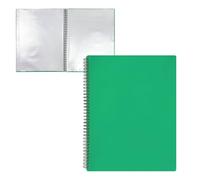 RAYLU PAPER - Carpeta Clasificadora con Fundas Transparentes A4 de Plástico y Tapa de Polipropileno Opaco Resistente, Carpeta para Documentos con Fundas para Uso Escolar y Oficina (20 Fundas, Verde)
