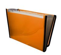 Raylu Paper® - Carpeta clasificadora de documentos tipo acordeón con 12 compartimentos, archivador de plástico para oficina con separadores y bordes reforzados (Naranja)