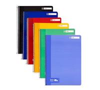 RAYLU PAPER - Pack 6 Cuadernos Tapa Dura con Espiral, 80 Hojas 70g, Cuadernos de Colores Vivos, Libretas para Escuela, Oficina, Apuntes y Estudio (Liso, A4)