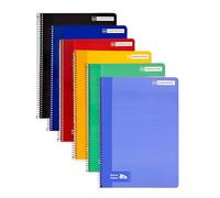 RAYLU PAPER - Pack 6 Cuadernos Tapa Dura con Espiral, 80 Hojas 70g, Cuadernos de Colores Vivos, Libretas para Escuela, Oficina, Apuntes y Estudio (A4, Cuadriculado 5mm)