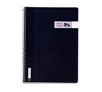 RAYLU PAPER - Pack de 6 Cuadernos A4 con Espiral y Tapa de Resistente de Polipropileno, 80 Hojas 90g, Libreta de Colores vivos para Apuntes, Estudio, Oficina y Universidad (Negro, Cuadrícula 4mm)