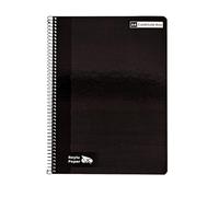 RAYLU PAPER - Pack de 6 Cuadernos A4 con Espiral y Tapa Dura, 80 Hojas 90g, Libretas de Colores vivos para Apuntes, Estudio, Oficina y Universidad (Negro, Cuadrícula 4mm)