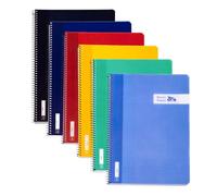 RAYLU PAPER - Pack de 6 Cuadernos con Espiral y Tapa de Resistente de Polipropileno, 80 Hojas 90g, Libretas de 4 Colores Pastel para Apuntes, Estudio, Oficina y Universidad (Liso, A4)